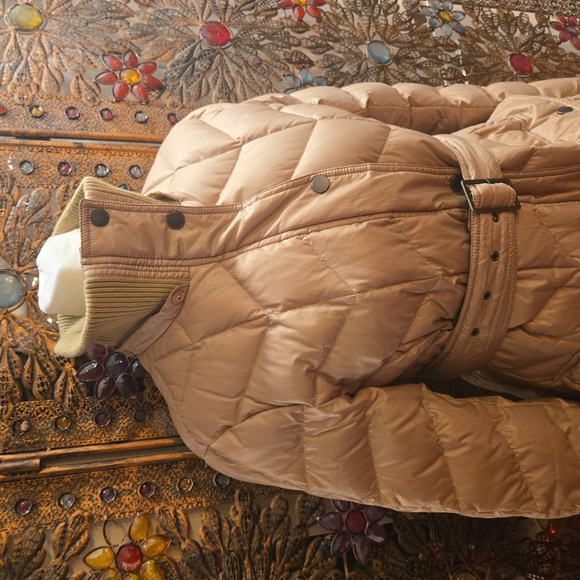 Lands End Womens Belted Trench Puffer Coat Tan Size Small - Picture 5 of 12